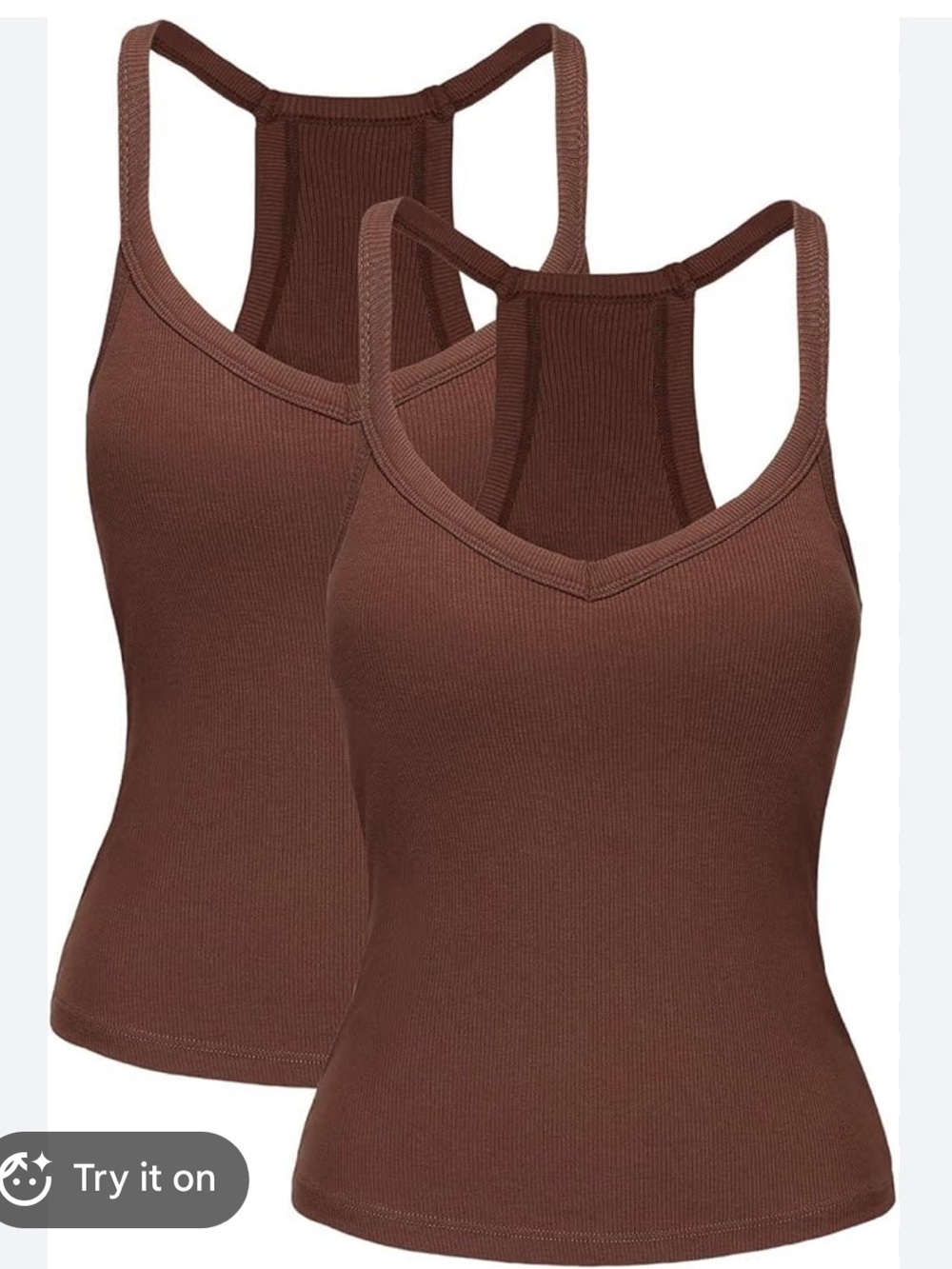 Amazon 🤎🩶 basics Women’s Ribbed V-Neck Racerback Tank Top - Brown and grey NWOT